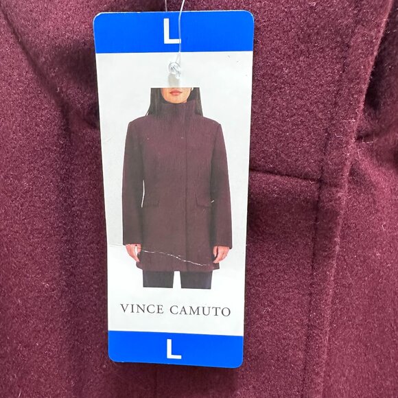 Vince Camuto Women's Full Zip Coat Mid-Length Size L Dark Red Stylish Warm (NEW) - Picture 5 of 16